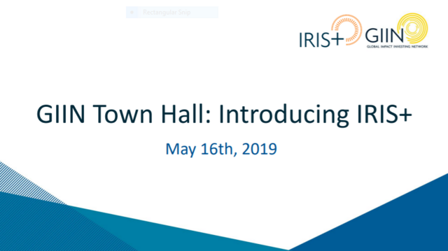 GIIN Town Hall: Introducing IRIS+