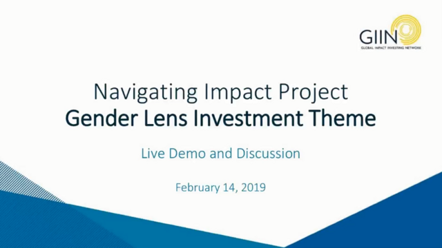 Navigating Impact Project Gender Lens Theme Webinar
