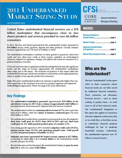 2011 Underbanked Market Sizing Study