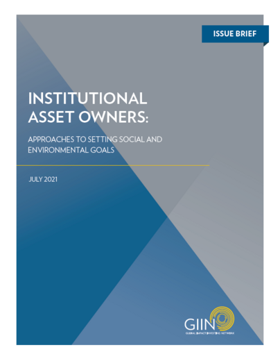 Institutional Asset Owners: Approaches to setting social and environmental goals