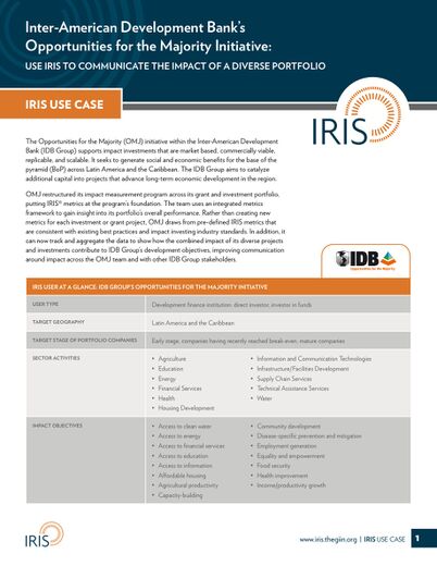 IRIS Use Case: IDB Group’s Opportunities for the Majority Initiative (OMJ)