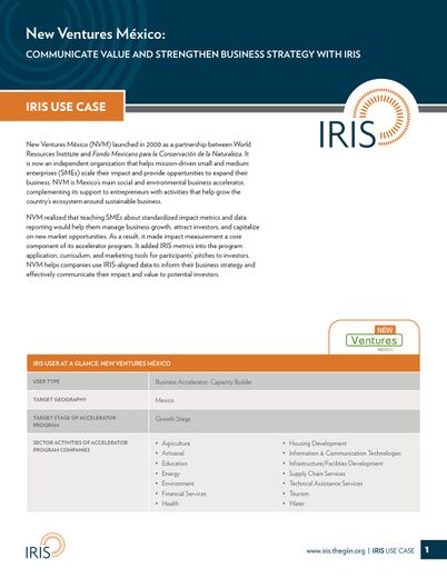 IRIS Use Case: New Ventures Mexico